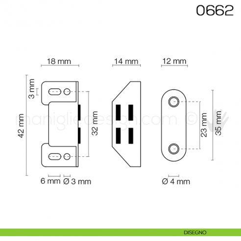 Chiusura magnetica da applicare Maco 0662 disegno