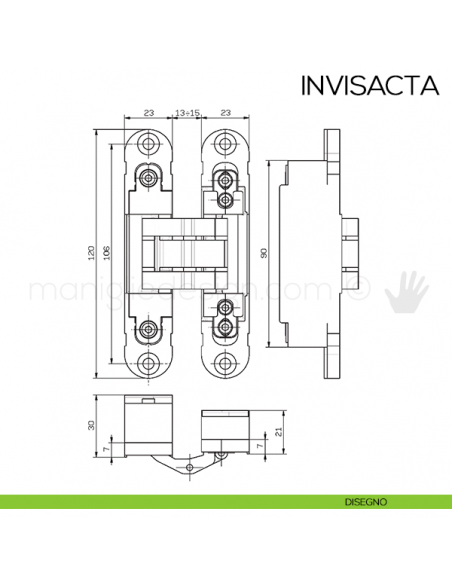 Cerniera a scomparsa Invisacta Otlav IN230120 Argento Satinato disegno