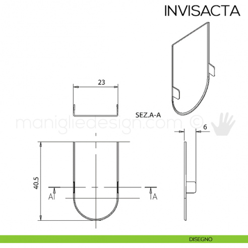 Cappuccio per cerniera Invisacta Otlav IN230120 bianco opaco disegno