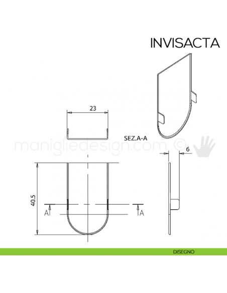 Cappuccio per cerniera Invisacta Otlav IN230120 bianco opaco disegno