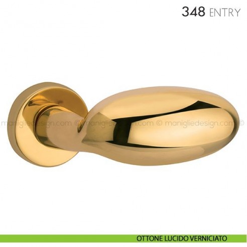 Maniglia per porta 348 Entry Reguitti ottone lucido verniciato