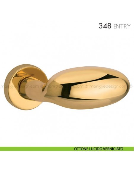 Maniglia per porta 348 Entry Reguitti ottone lucido verniciato