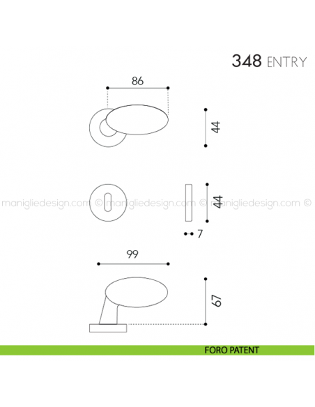 Maniglia per porta 348 Entry Reguitti foro patent