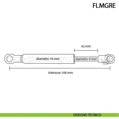 Molla a gas Salice 450 N progressiva per sistemi Lift disegno