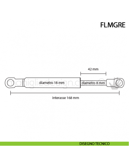 Molla a gas Salice 600 N progressiva per sistemi Lift disegno