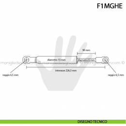 Pistone a gas Salice 530 N progressivo per sistemi Lift 2