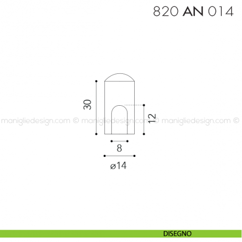 Cappuccio in ottone per cerniere anuba ø14 mm 820 AN 014 Reguitti disegno