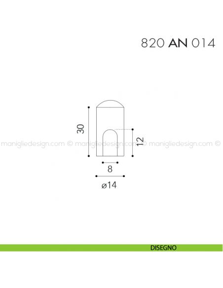 Cappuccio in ottone per cerniere anuba ø14 mm 820 AN 014 Reguitti disegno