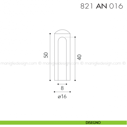 Cappuccio per cerniere anuba ø16 registrabili mm 821 AN 016 Reguitti disegno