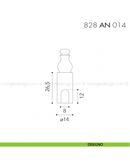 Cappuccio in ottone per cerniere anuba ø14 mm 828 AN 014 Reguitti disegno