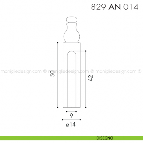 Cappuccio per cerniere anuba ø14 registrabili mm 829 AN 014 Reguitti disegno