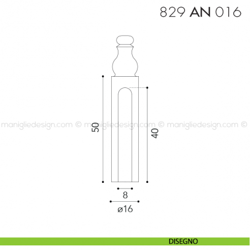 Cappuccio per cerniere anuba ø16 registrabili mm 829 AN 016 Reguitti disegno