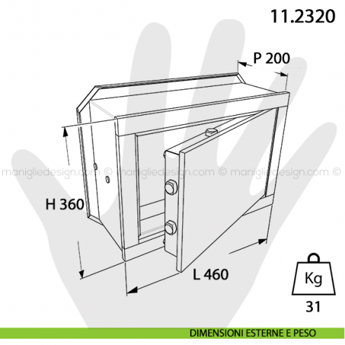 Cassaforte Mottura Personal con chiave e combinazione meccanica 11.2320 dimensioni esterne e peso