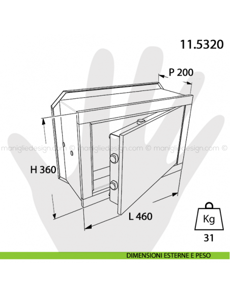 Cassaforte Mottura Personal con combinazione meccanica 11.5320 dimensioni esterne e peso