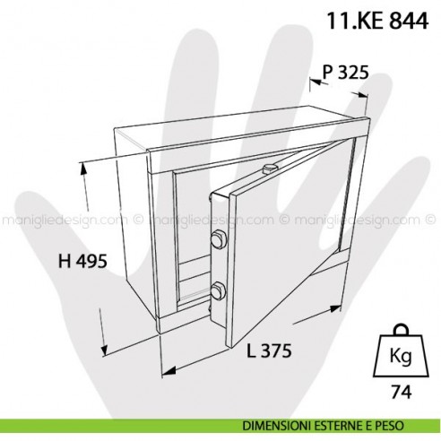 Cassaforte Mottura No Problem Rotary con combinatore elettronico a rotazione 11.KE 844 dimensioni esterne e peso