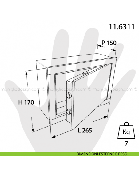 Cassaforte Mottura Special con chiave 11.6311 dimensioni esterne e peso