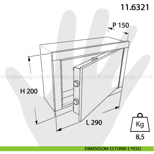 Cassaforte Mottura Special con chiave 11.6321 dimensioni esterne e peso