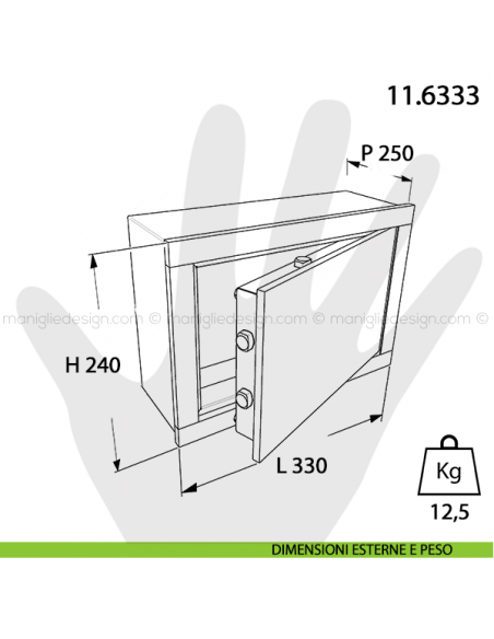 Cassaforte Mottura Special con chiave 11.6333 dimensioni esterne e peso