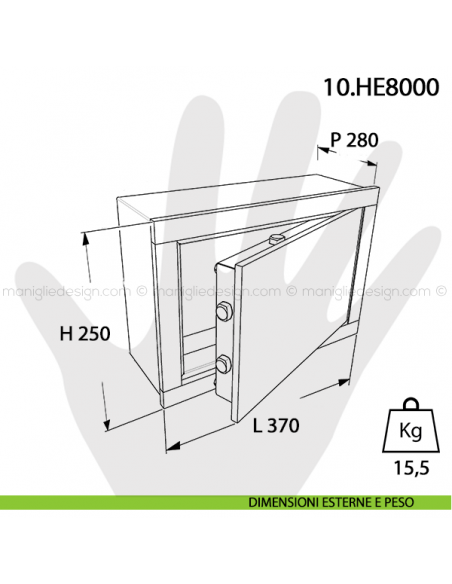Cassaforte Mottura Hokey con combinazione elettronica 10.HE8000 dimensioni esterne e peso