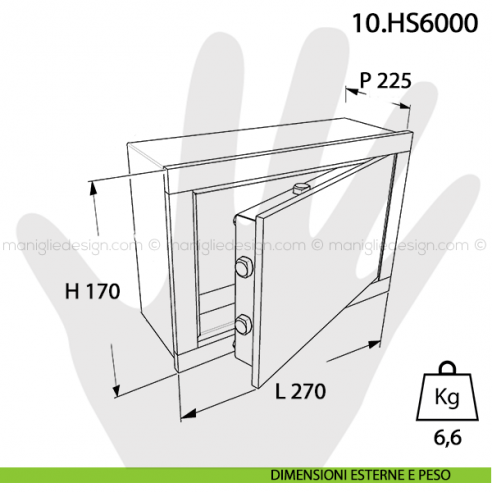Cassaforte Mottura Hokey con chiave a cilindro europeo 10.HS6000 dimensioni esterne e peso