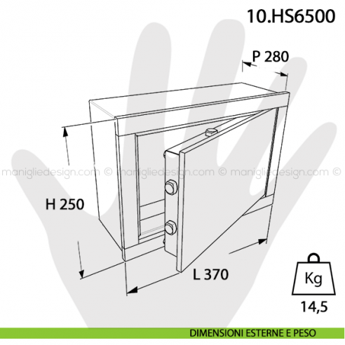 Cassaforte Mottura Hokey con chiave a cilindro europeo 10.HS6500 dimensioni esterne e peso