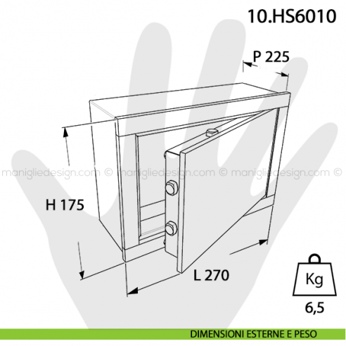Cassaforte Mottura Hokey con chiave a cilindro europeo 10.HS6010 dimensioni esterne e peso