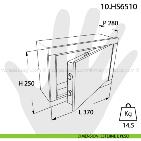 Cassaforte Mottura Hokey con chiave a cilindro europeo 10.HS6510 dimensioni esterne e peso