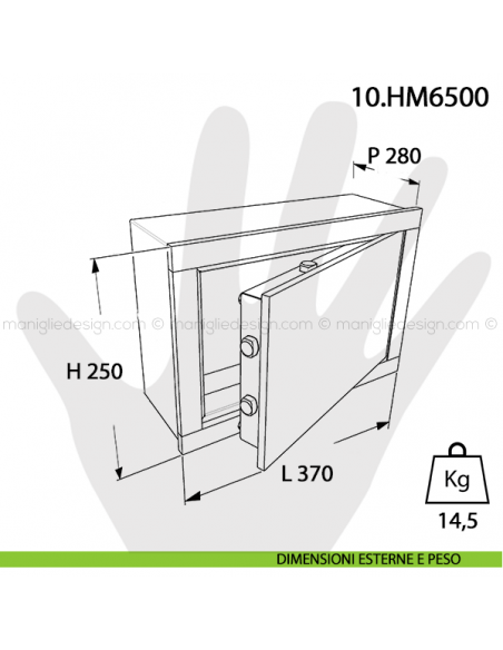 Cassaforte Mottura Hokey con chiave maestra 10.HM6500 dimensioni esterne e peso