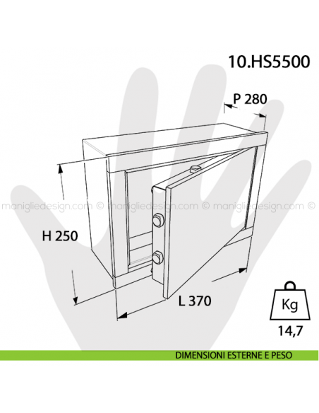 Cassaforte Mottura Hokey con chiave a doppia mappa 10.HS5500 dimensioni esterne e peso