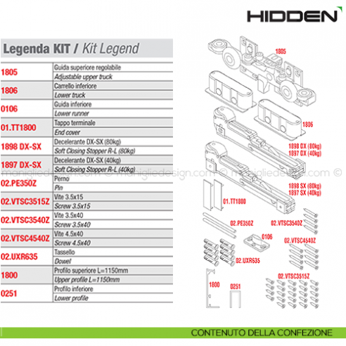 Sistema scorrevole invisibile per porta in legno Hidden Sisco Sistem disegno