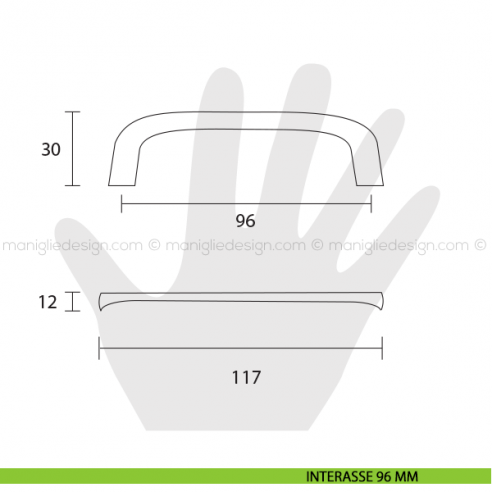 Maniglia per mobile Metal Style cromo lucido interasse 96 mm MG32338 disegno