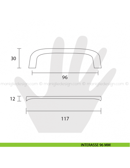 Maniglia per mobile Metal Style cromo lucido interasse 96 mm MG32338 disegno