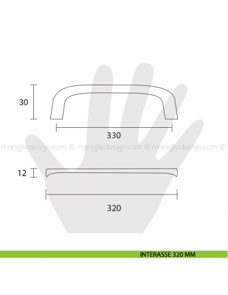 Maniglia per mobile Metal Style cromo lucido interasse 320 mm MG32330 disegno