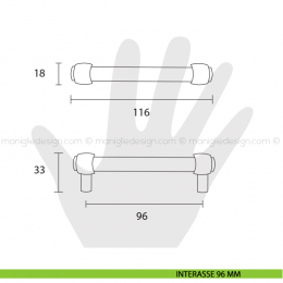 Maniglia per mobile Metal Style anticato interasse 96 mm MG32085 2