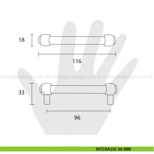 Maniglia per mobile Metal Style anticato interasse 96 mm MG32085 disegno