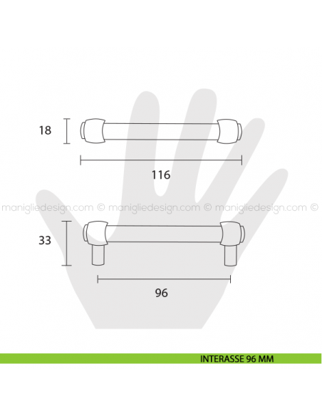 Maniglia per mobile Metal Style anticato interasse 96 mm MG32085 disegno
