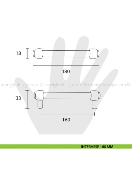 Maniglia per mobile Metal Style anticato interasse 160 mm MG32087 disegno