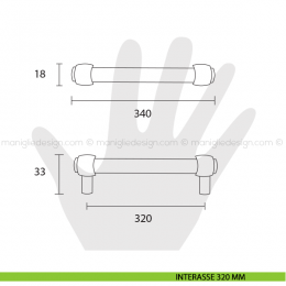 Maniglia per mobile Metal Style anticato interasse 320 mm MG32090 2
