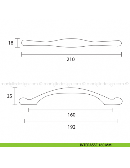 Maniglia per mobile Metal Style bianco opaco interasse 192 mm MG32304 disegno