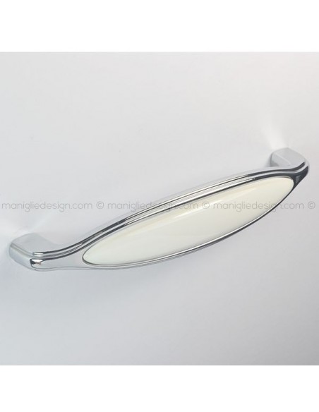 Maniglia ceramica bianca per mobile Metal Style cromo lucido MG31046