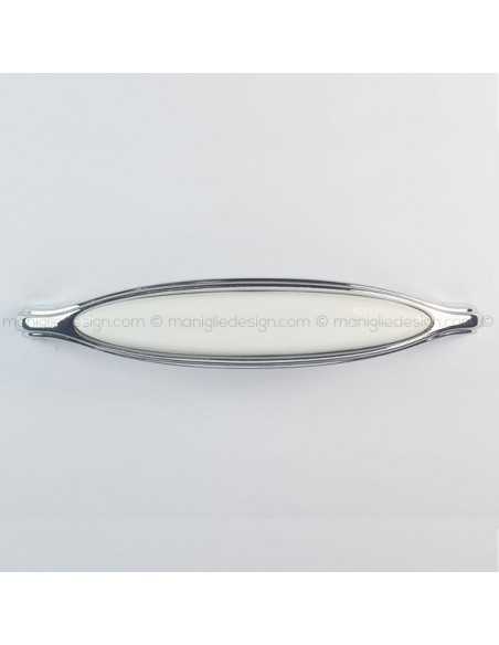 Maniglia ceramica bianca per mobile Metal Style cromo lucido MG31046