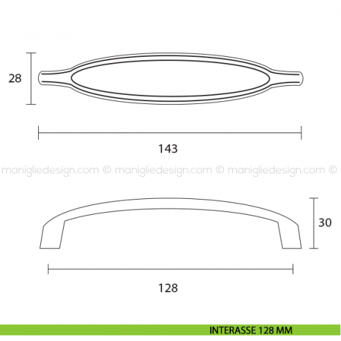 Maniglia ceramica bianca per mobile Metal Style cromo lucido MG31046 disegno