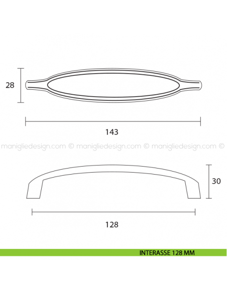 Maniglia ceramica bianca per mobile Metal Style cromo lucido MG31046 disegno