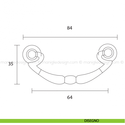 Maniglia per mobile Metal Style oro di valenza interasse 64 mm MG1967 disegno