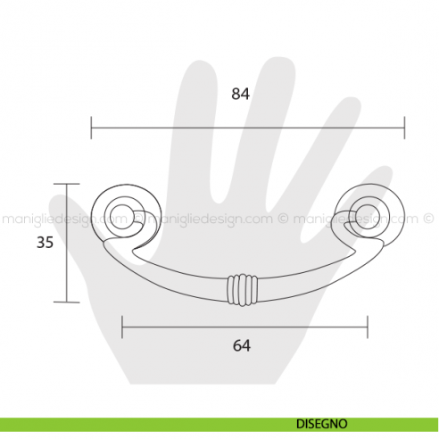 Maniglia per mobile Metal Style oro di valenza interasse 64 mm MG2127 disegno
