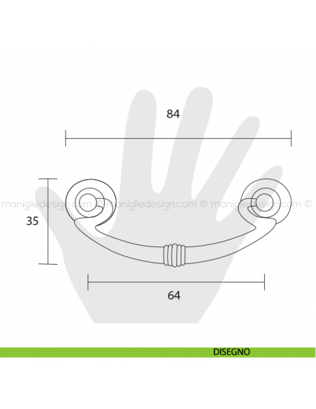 Maniglia per mobile Metal Style oro di valenza interasse 64 mm MG2127 disegno