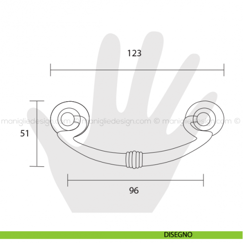 Maniglia per mobile Metal Style oro di valenza interasse 96 mm MG2129 disegno
