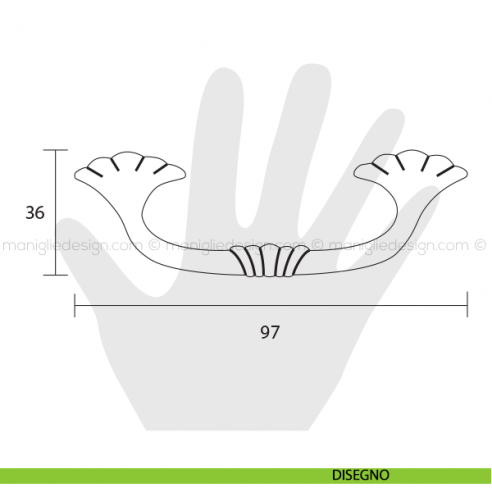 Maniglia per mobile Metal Style oro di valenza interasse 96 mm MG20837 disegno