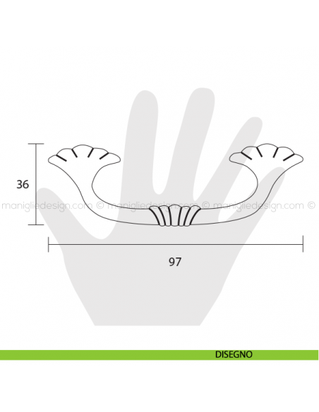 Maniglia per mobile Metal Style oro di valenza interasse 96 mm MG20837 disegno