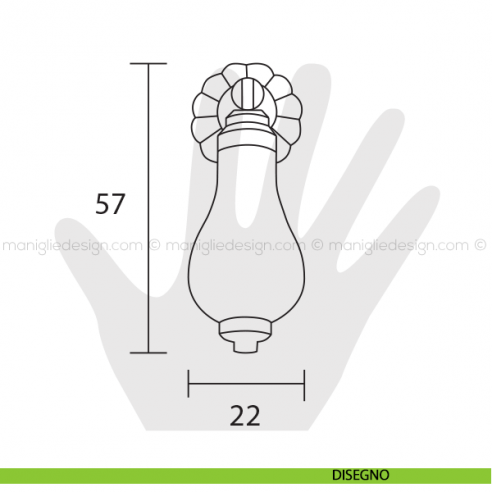Pendente in legno grezzo per mobile Metal Style ottone antico MG5592 disegno